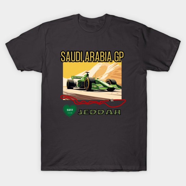 Saudi Arabian Grand Prix, Jeddah Circuit, Formula 1 T-Shirt by Pattyld